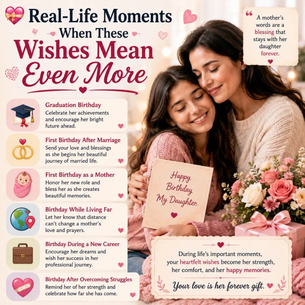 Mother hugging her daughter with heartfelt birthday wishes for life's special milestones and unforgettable family moments.