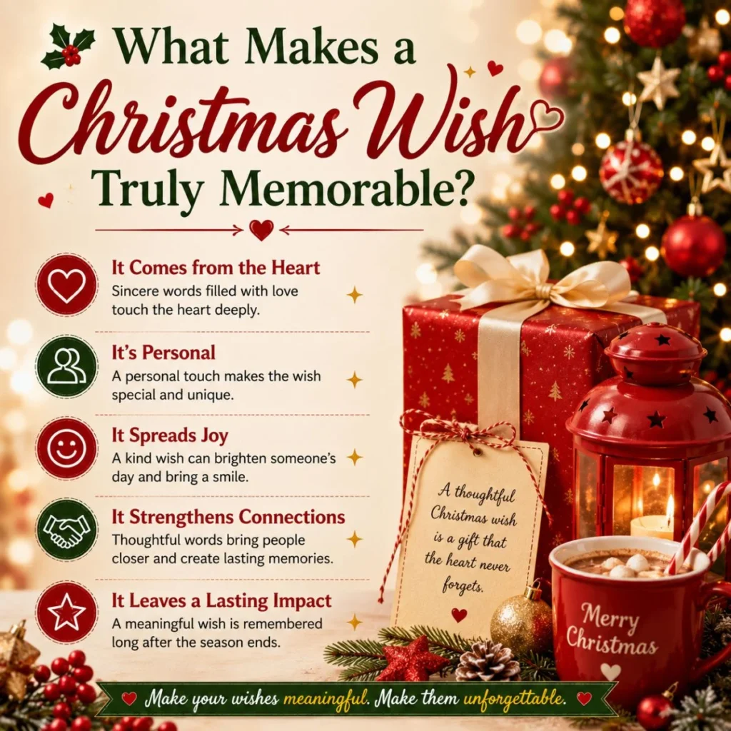 What makes a Christmas wish truly memorable with festive lantern, gifts, Christmas tree, and heartfelt holiday message