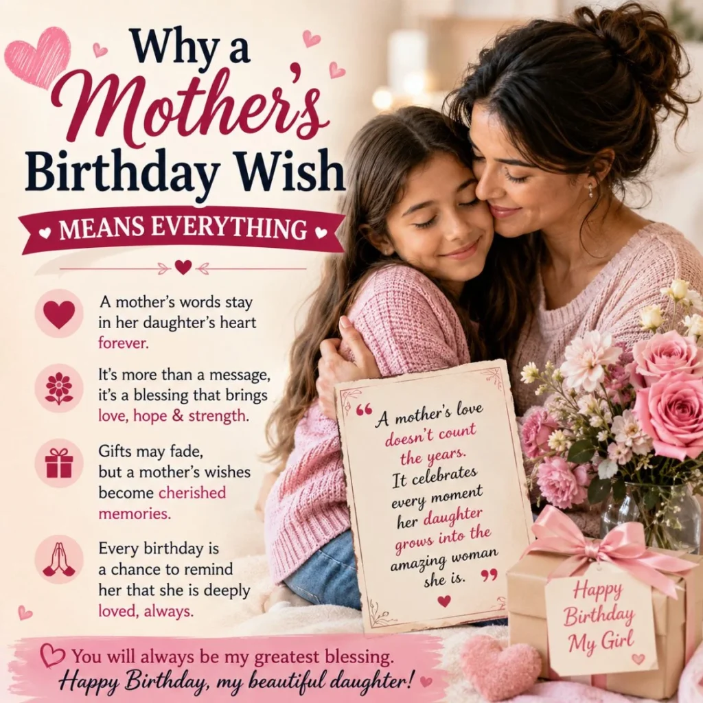 Mother hugging her daughter with a heartfelt birthday wish, showing why a mother's birthday message means everything.