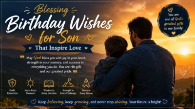 Blessing birthday wishes for son with a father and son at sunset, celebrating love, faith, and heartfelt birthday blessings.
