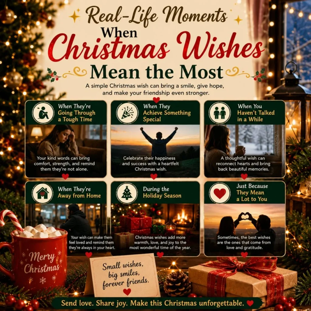 Real-life moments when Christmas wishes mean the most with festive gifts, cozy décor, and heartfelt friendship messages.